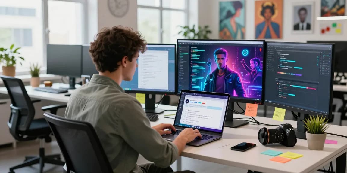 Engaging scene of ai chat nsfw interface in dynamic tech workspace