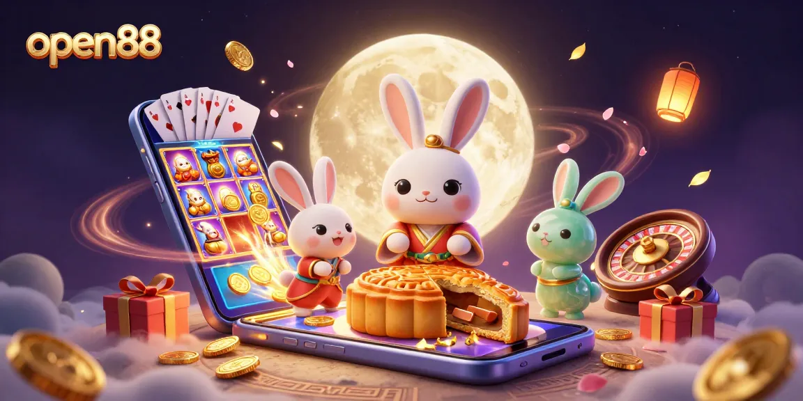 Experience thrilling gameplay with open88 as the moon rabbit unpacks poker chips from magical mooncakes.