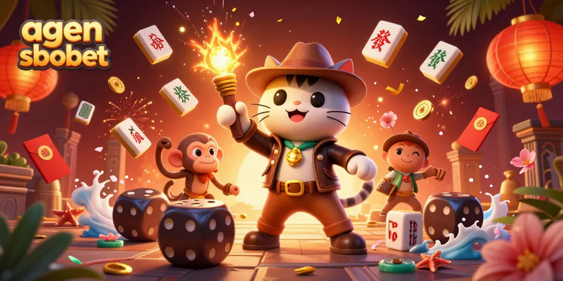 Win big with agen sbobet in this vibrant casino adventure illustration.