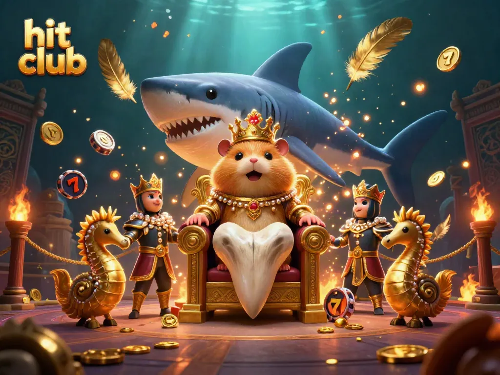 Experience the thrill of hit club with a king hamster and his royal guards in a vibrant casino atmosphere.